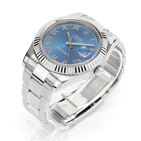 rolex datejust 2 41mm light blue dial used|Rolex Datejust 41 smooth bezel.